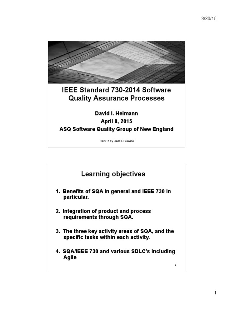 IEEE Standard 730 2014 Software Quality Assurance Processes Heimann Apr ...