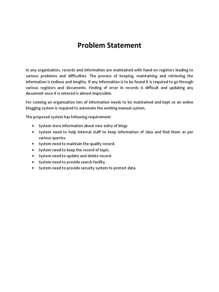 Problem Statement | PDF