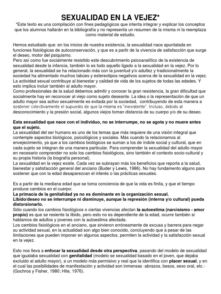 Sexualidad en La Vejez Pscicologia Anexo | PDF | Vejez | La sexualidad ...