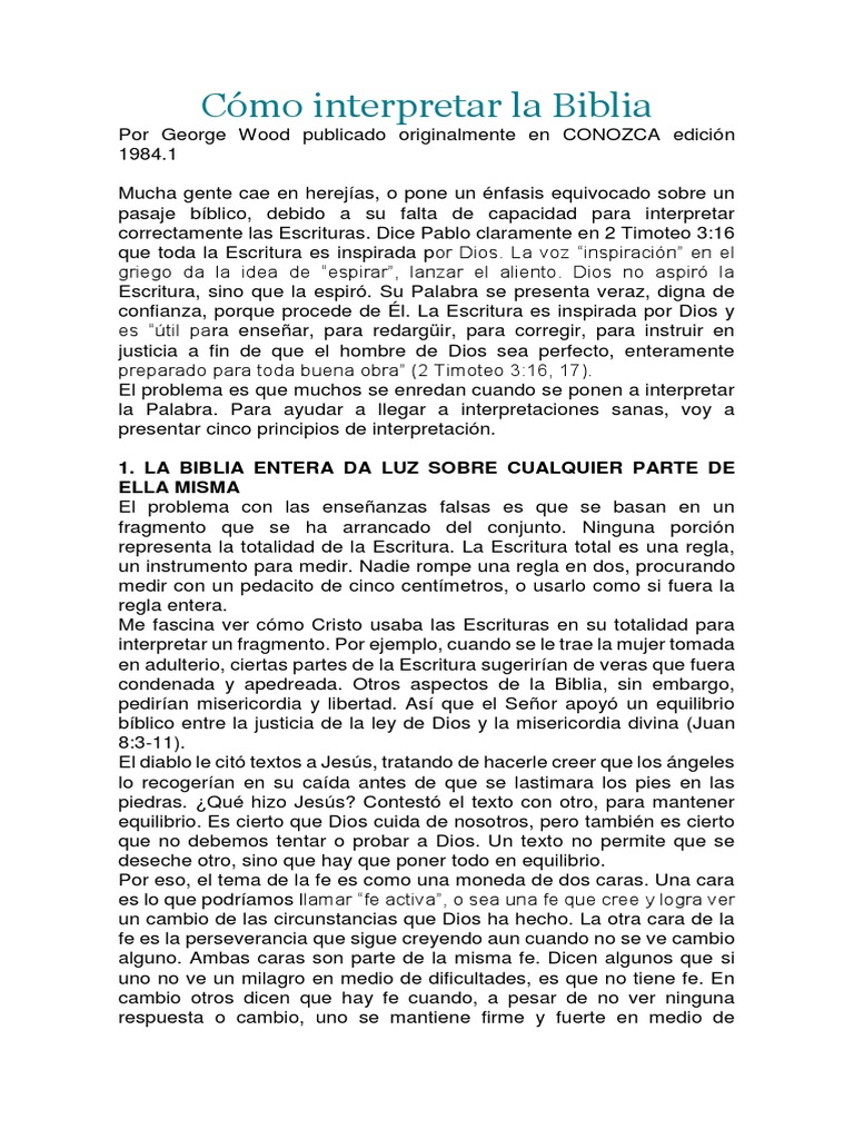 Principios para interpretar la Biblia | PDF | Pablo el apóstol | Cristo ...