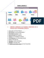 Tarea Unidad 1: I. Ejercicio: Reemplaza Las Palabras Subrayadas en La Oracion Por El Pronombre Correcto