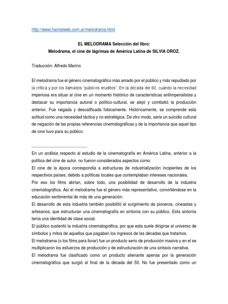 3. El Melodrama en Cine | Teatro | Novelas