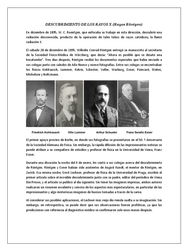Descubrimiento de Los Rayos x | Rayo X | Radiología