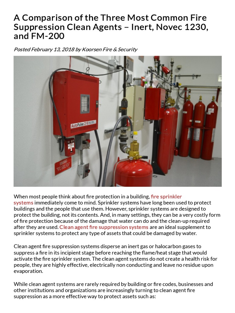 A Comparison of The Three Most Common Fire Suppression Clean Agents ...