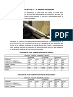 Velocidad de Corte y RPM en Las Máquinas y Herramientas