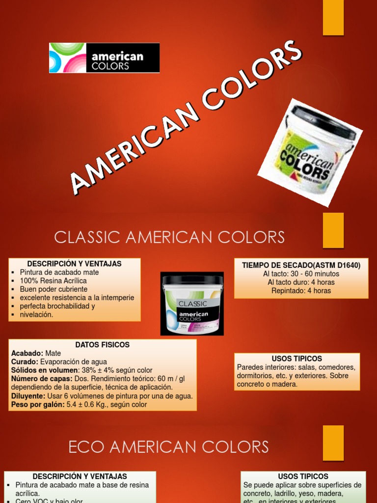 Pinturas American Colors: Mate y Satinado | PDF | Pintar | Medios de arte