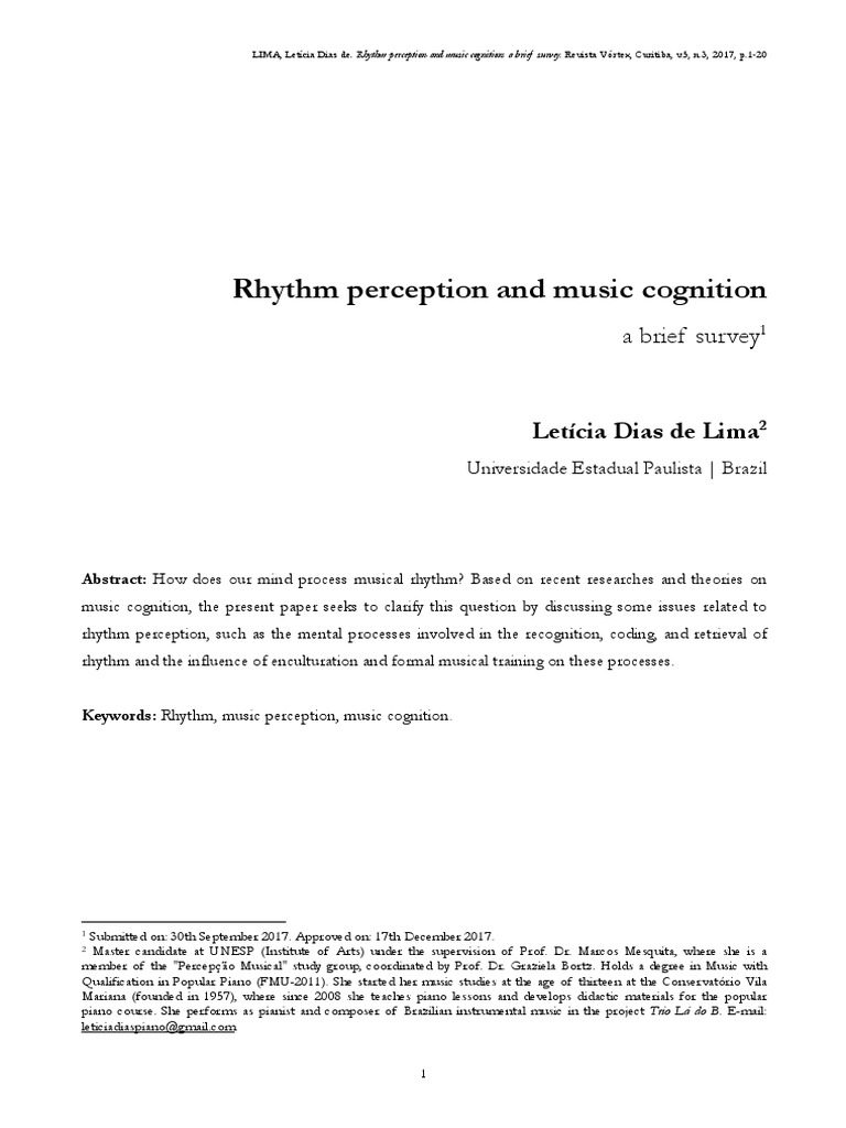 Rhythm Perception and Music Cognition PDF | PDF | Rhythm | Perception