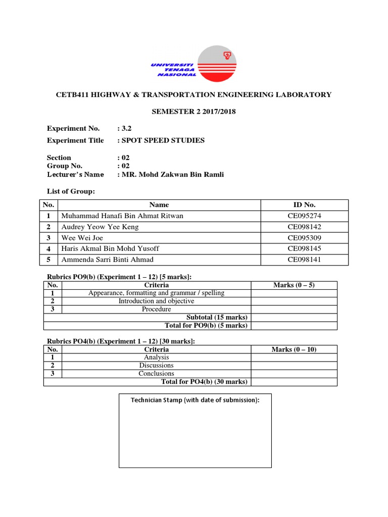 Spot Speed Study Analysis Report | PDF | Radar | Speed Limit