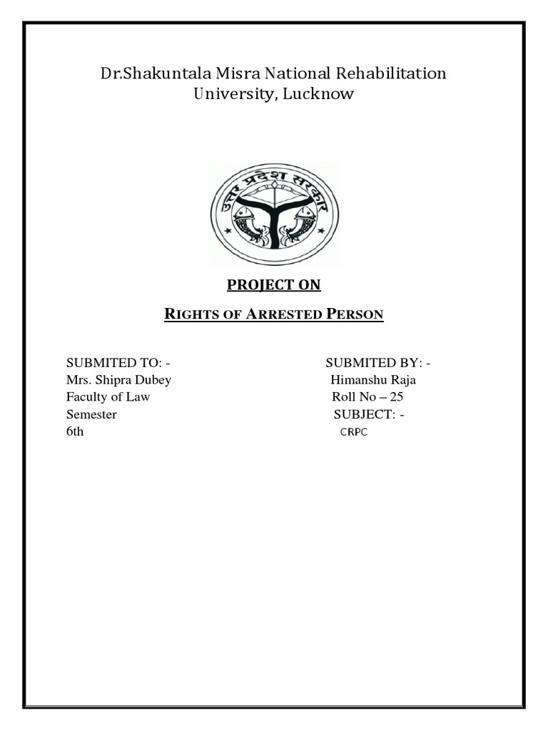 Rights of Arrested Persons in India | PDF | Arrest | Detention ...
