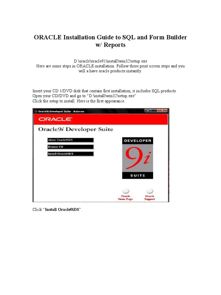 ORACLE Installation Guide To SQL and Form Builder | PDF