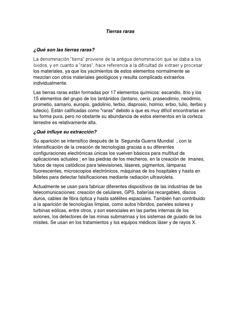 Tierras Raras en El Peru y El Mundo | PDF | Elementos metálicos ...