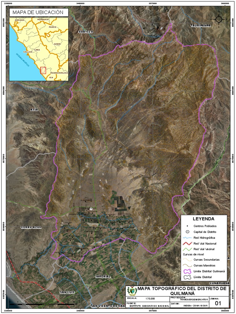 Mapa Topográfico del Distrito de Quilmaná | PDF