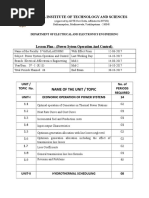 Baba Institute of Technology and Sciences: Lesson Plan - (Power Sytem Operation and Control)