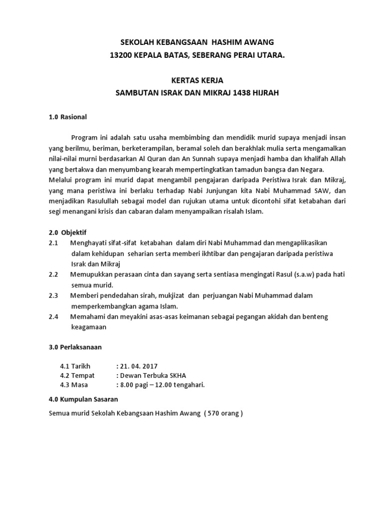Kertas Kerja Isra Mikraj Docx