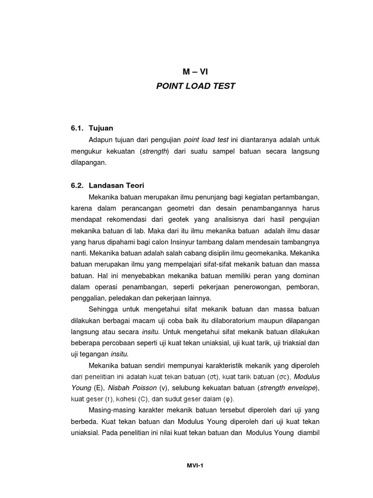 Uji Kekuatan Batuan dengan Point Load Test | PDF