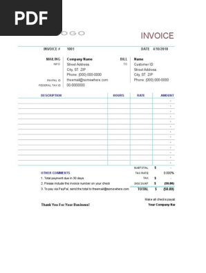 Hourly Service Invoice Template