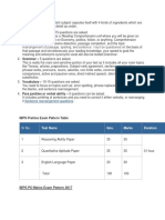 IBPS Prelims Exam Pattern Table