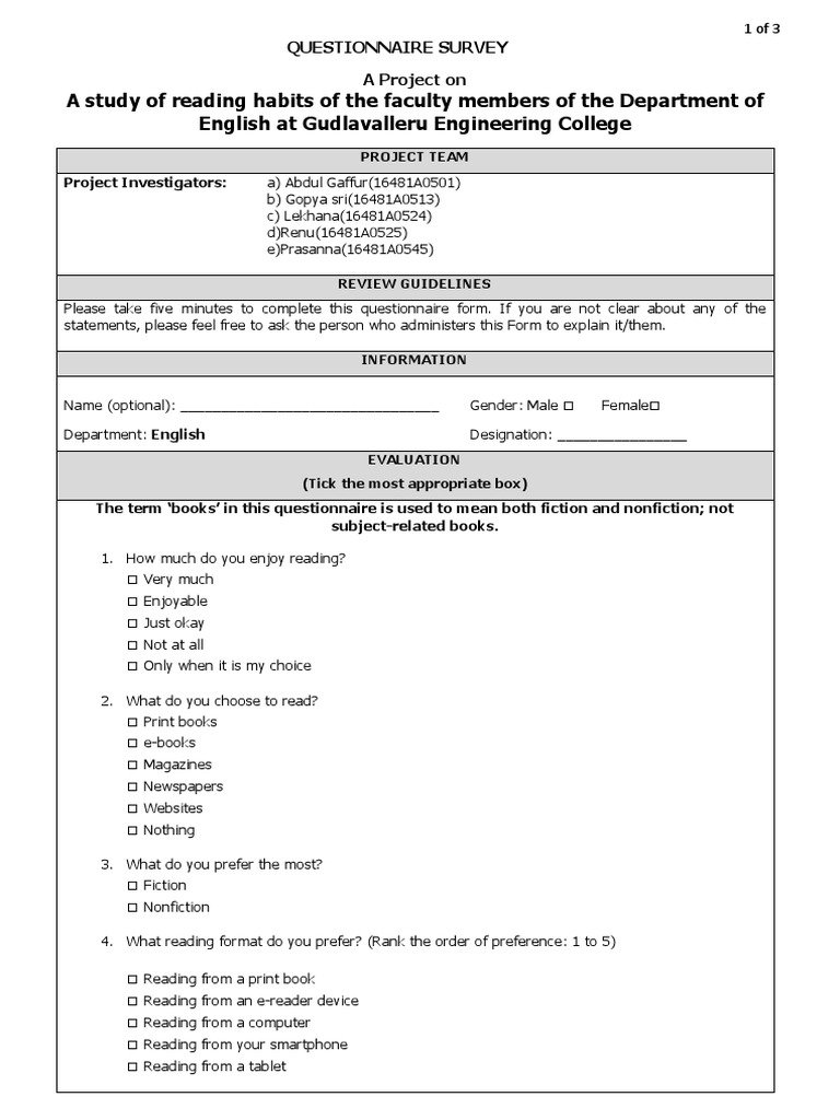 What Is A Study Of Reading Habits About