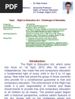 Topic:Right To Education Act: Challenges & Remedies