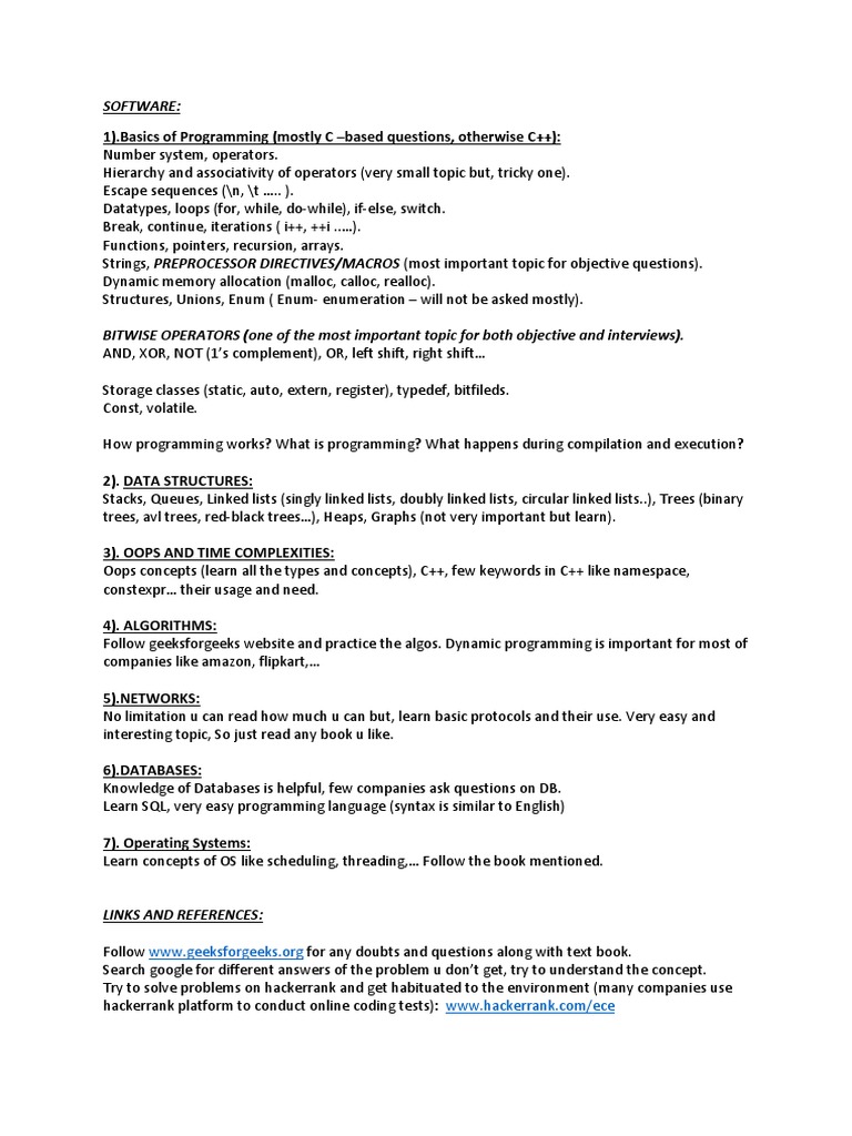 1) .Basics of Programming (Mostly C - Based Questions, Otherwise C++ ...