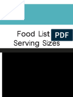 SANE Blueprint Food List and Serving Sizes