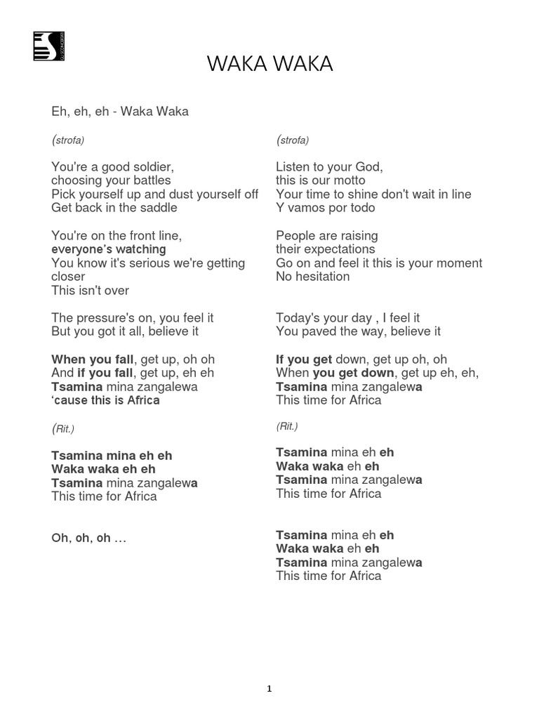Waka Waka Testo Completo