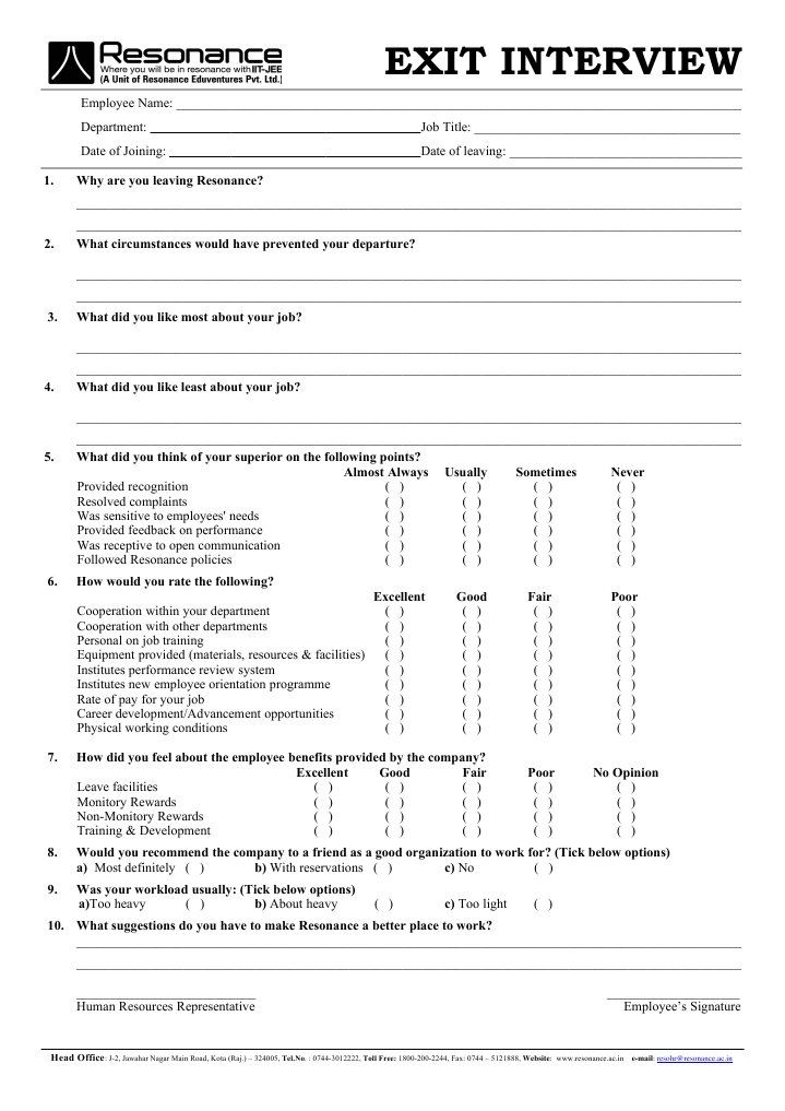 Exit Interview Questionnaire | PDF | Employment | Economies
