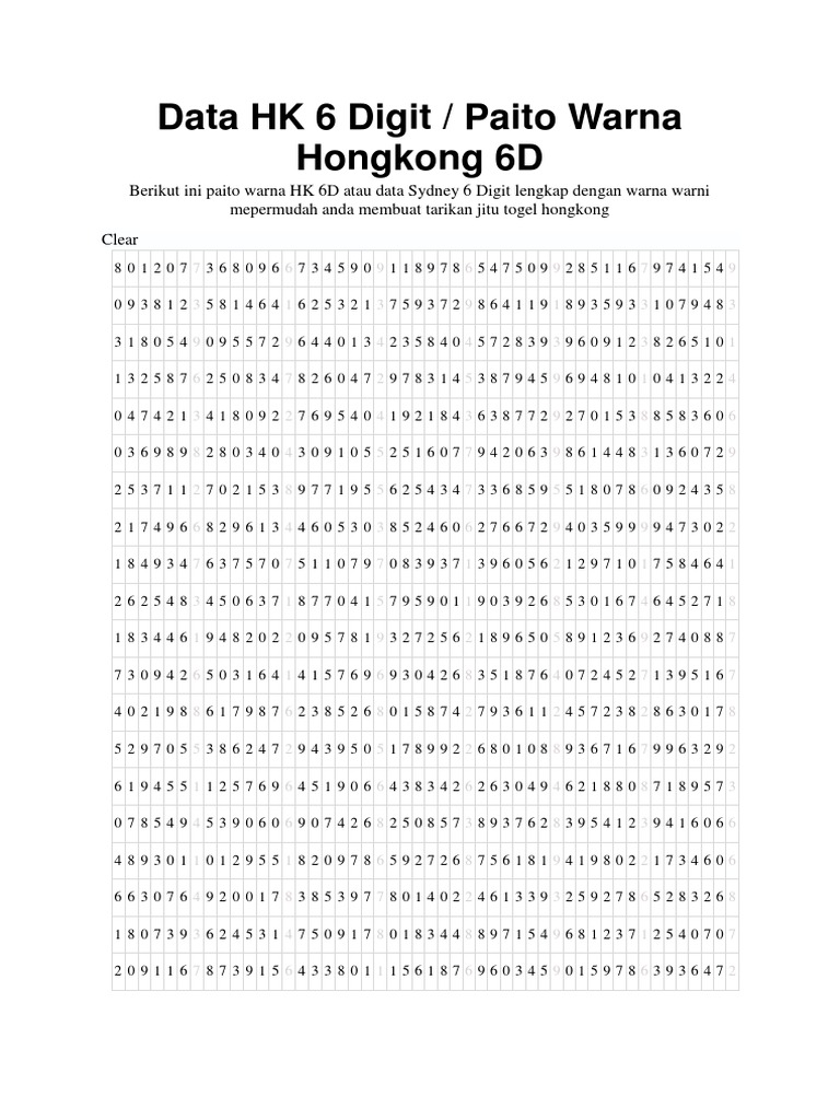Data Hk 6 Digit