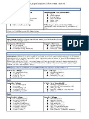 Recommended Routine - Cheat Sheet Pdf Recreation Physical Exercise