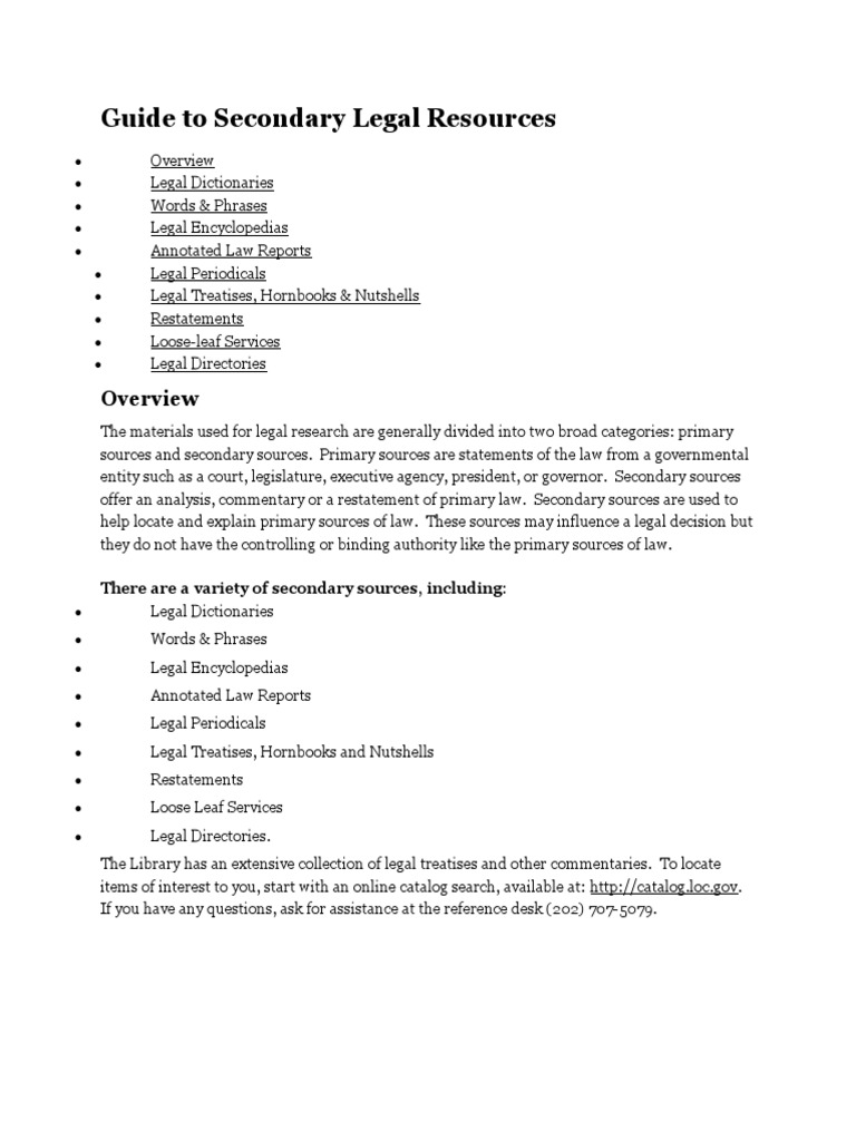 Secondary Legal Resources Guide | PDF | Virtue | Social Institutions