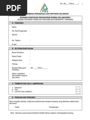 Borang Bantahan Rumah Selangorku Pdf