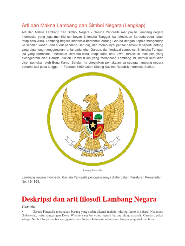 Arti Lambang Garuda Pancasila Arti Makna Lambang Garuda