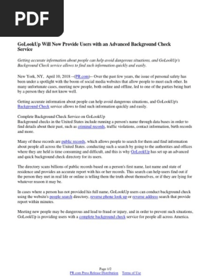 GoLookUp Will Now Provide Users with an Advanced Background Check Service