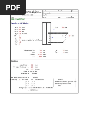 Web Connection Design Calculations | PDF | Beam (Structure