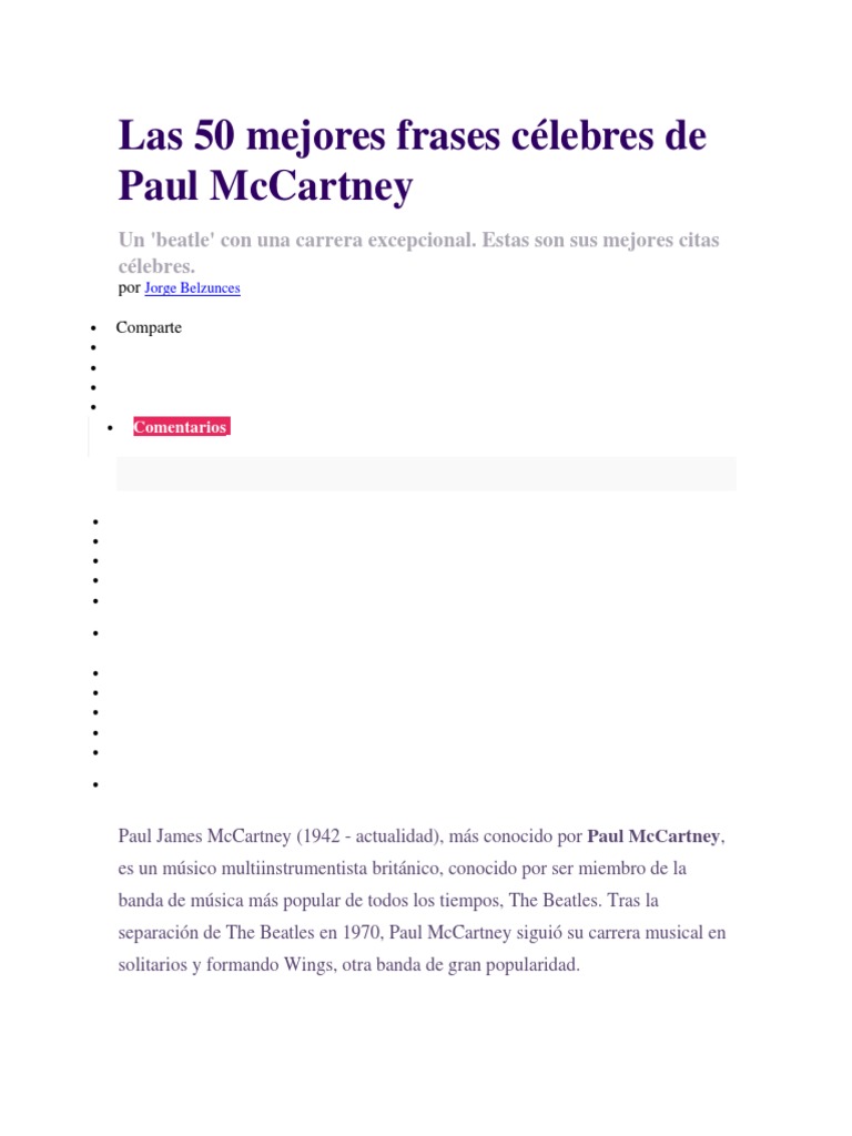 Frases célebres de Paul McCartney | PDF | Paul Mc Cartney | Los Beatles, image size:768x1024