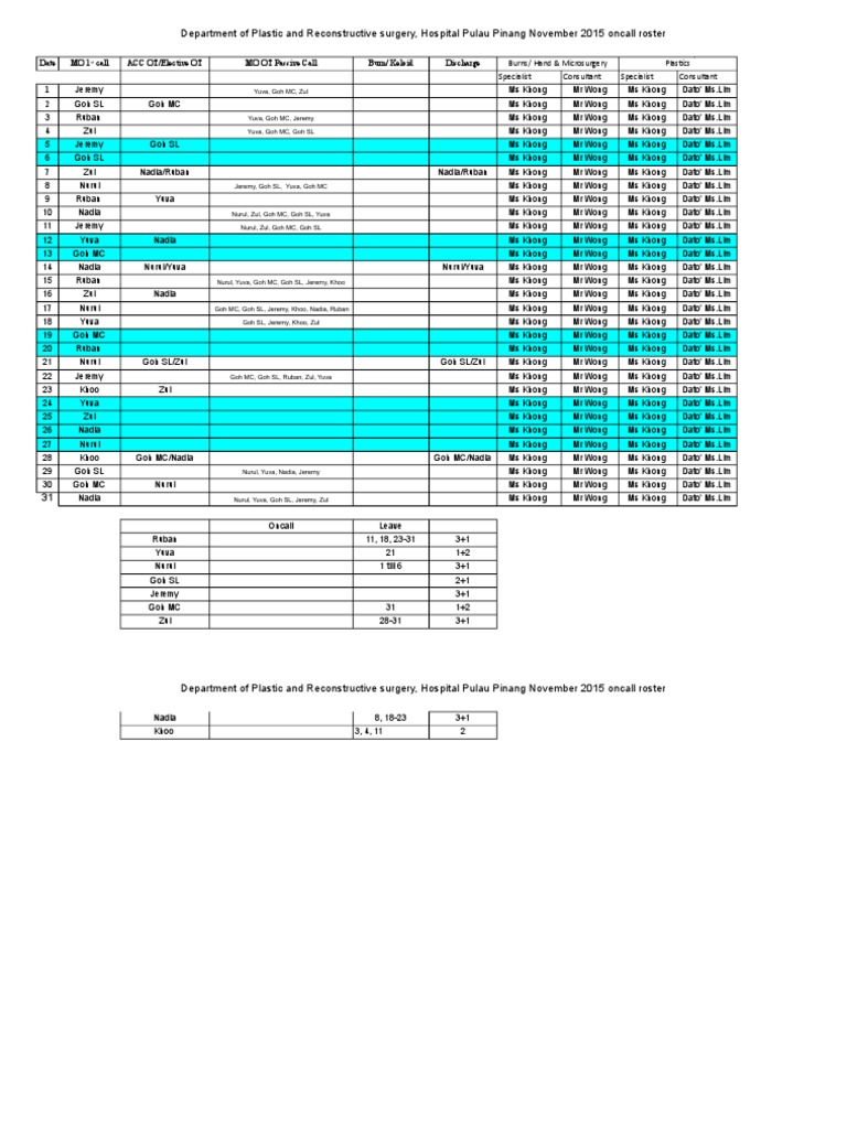 Department of Plastic and Reconstructive Surgery Hospital Pulau Pinang