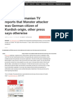 Germany_ Romanian TV Reports That Münster Attacker Was German Citizen of Kurdish Origin, Other Press Says Otherwise