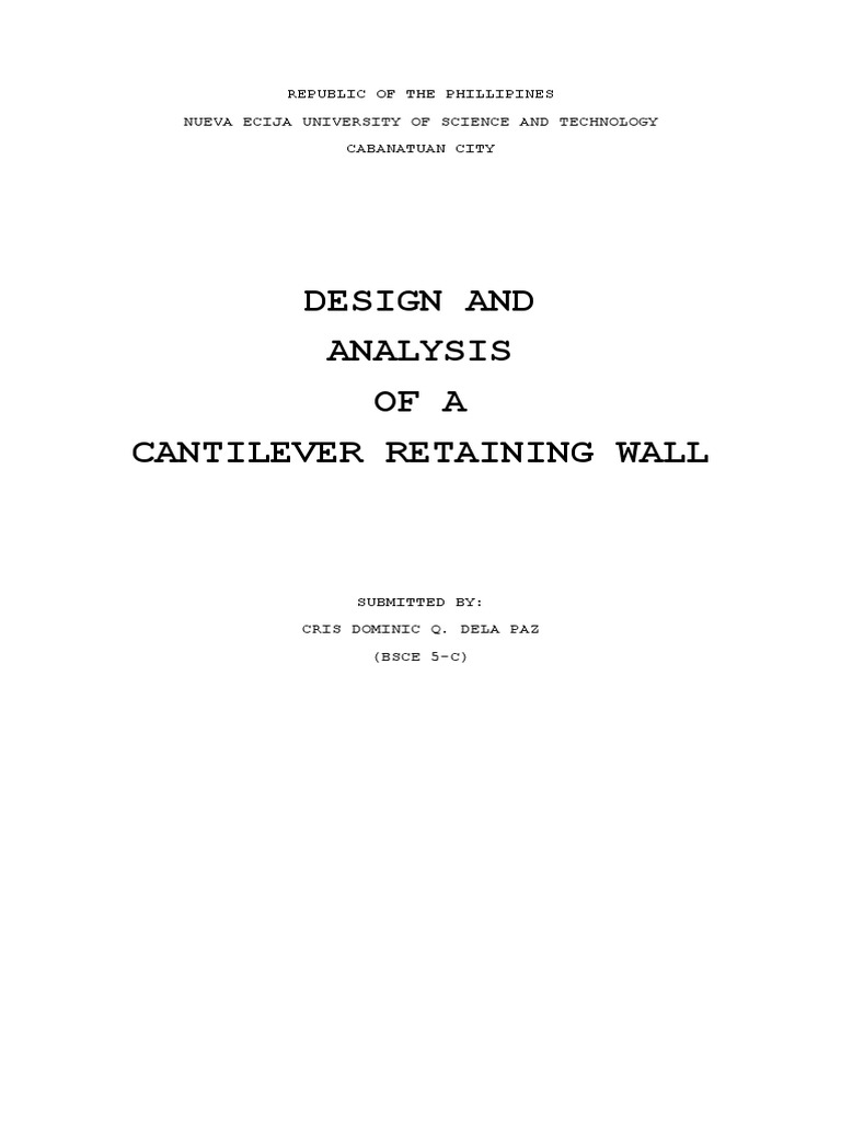 Cantilever Retaining Wall Design Analysis | PDF | Social Science