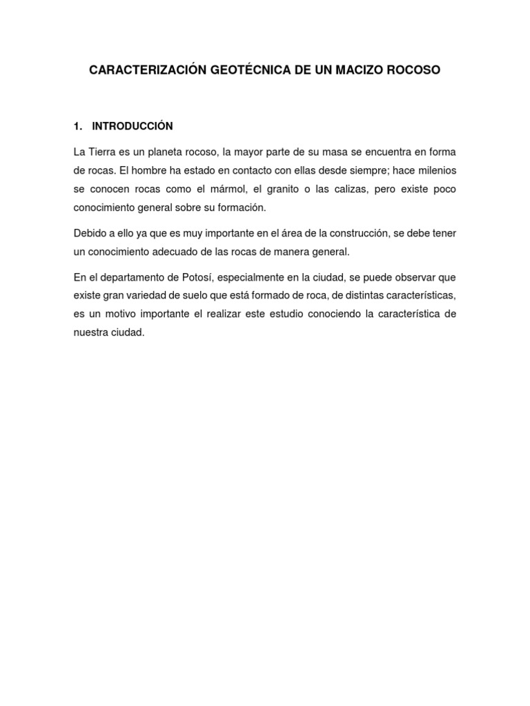 Caracterización de Macizo Rocoso en Potosí | PDF | Granito | Roca ...