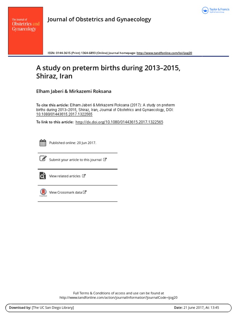 A Study On Preterm Births During 2013-2015, Shiraz, Iran: Journal of ...