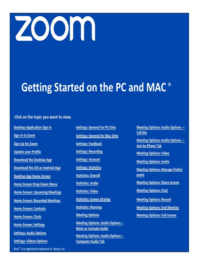 Zoom - Getting Started With PC and MAC v8 PDF | PDF | Network Packet ...