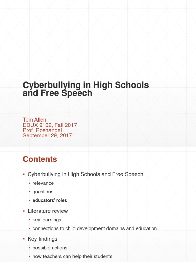 Cyberbullying and Free Speech in Schools | PDF | Cyberbullying ...
