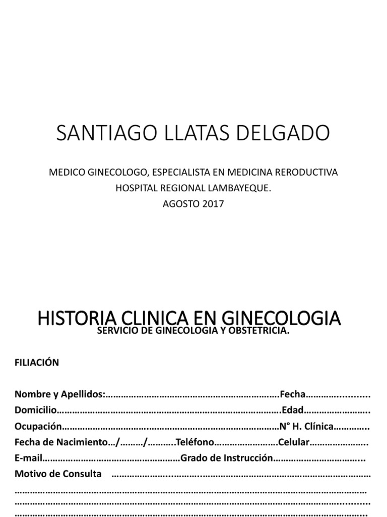 Clase 1 Historia Clinica en Ginecologia PDF Obstetricia y ginecología Ginecología