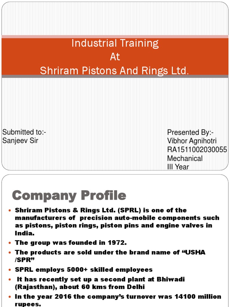Shriram Pistons & Rings Ltd. PDF Piston Cylinder (Engine)