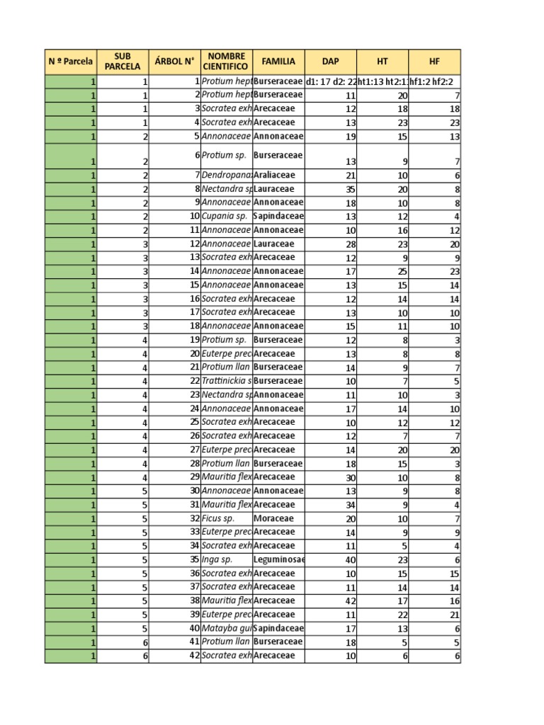 Tree Species Data and Measurements | PDF | Nature
