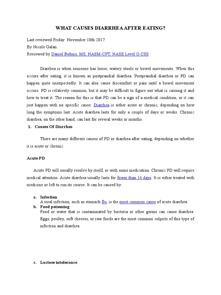 What Causes Diarrhea After Eating PDF Irritable Bowel Syndrome
