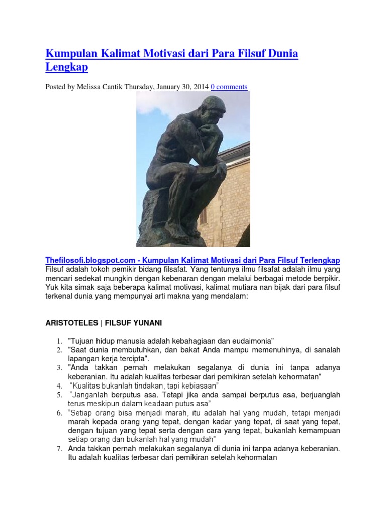 Kumpulan Kalimat Motivasi Dari Para Filsuf Dunia Lengkap