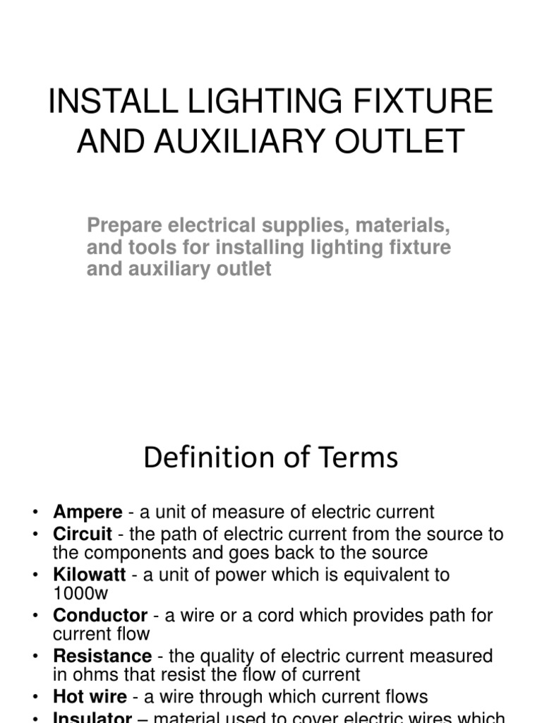 Install Lighting Fixture and Auxiliary Outlet | PDF | Electrical ...