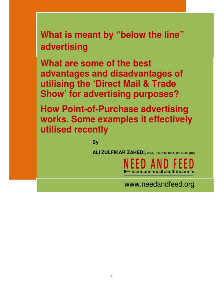 Below The Line Advertising | PDF | Direct Marketing | Advertising
