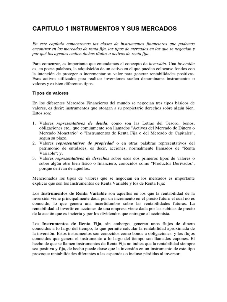 Instrumentos Financieros y Mercados | PDF | Renta Fija | Bolsa